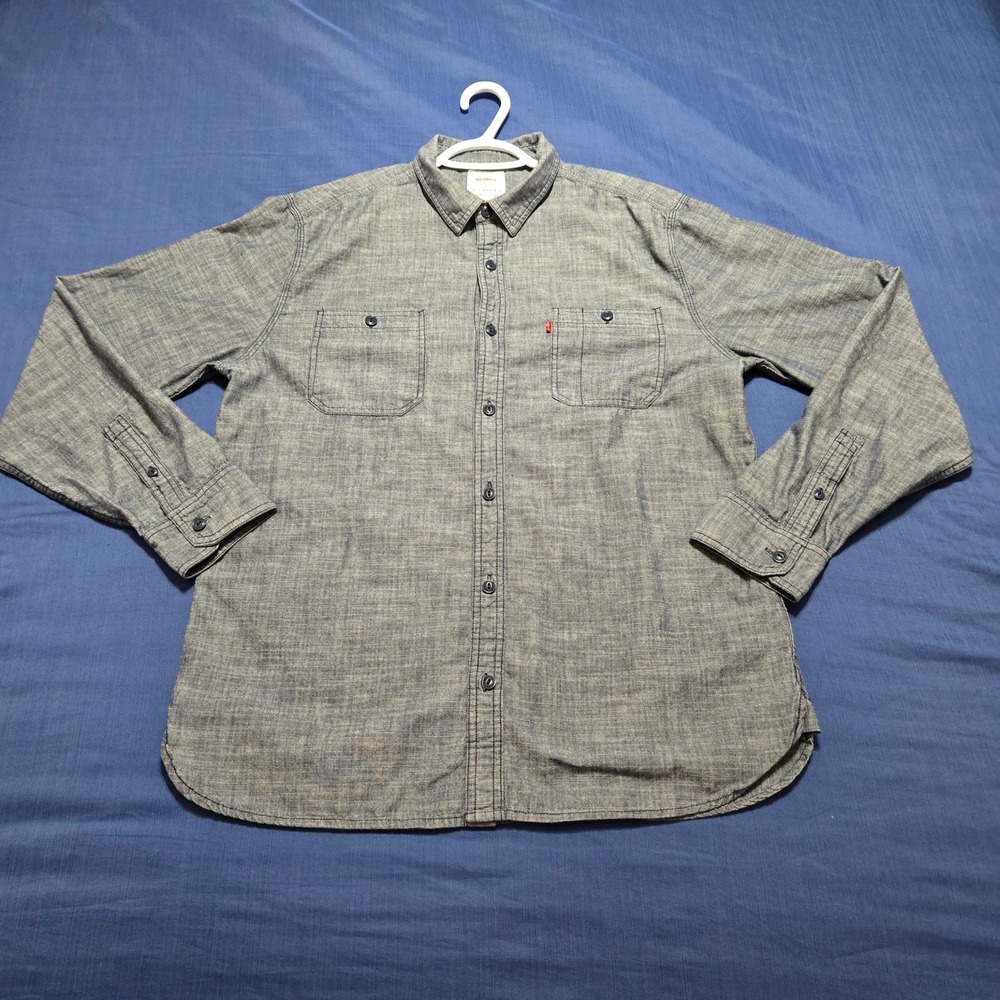 Levi's Button Down Shirt Mens Large Blue Chambray Good Long Sleeve Workwear